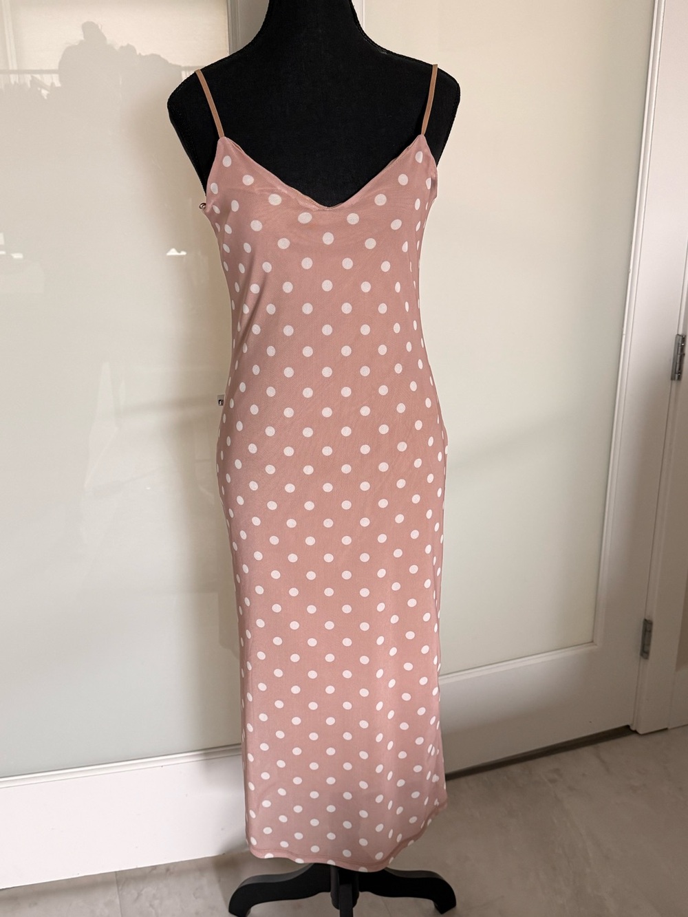 NWT Classic Polka Dot Slip Dress - Dusty Pink